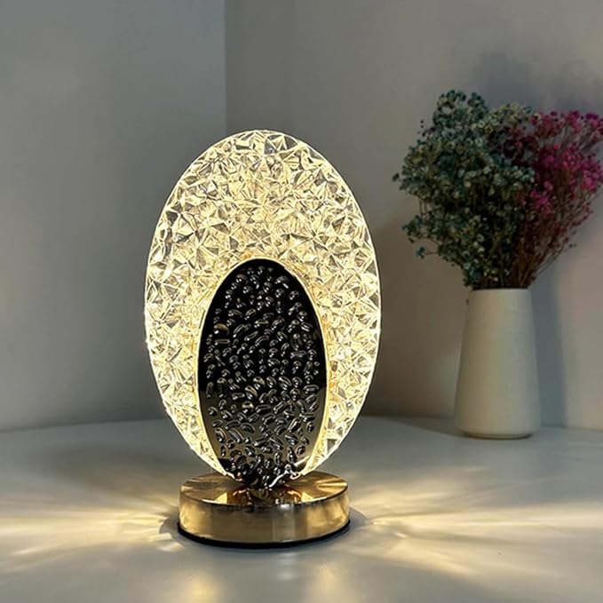 Oval Crystal LED Table Lamp مصباح طاولة LED كريستالي بيضاوي
